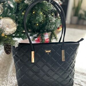 Elegant Black Quilted Tote Bag